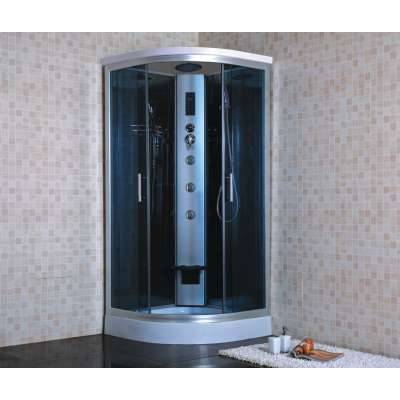 quadrant steam shower cabin grey glass silver satin aluminum profile with seat foot massage 90x90x218cm 35 in.x35 in.x85 3/4 in.