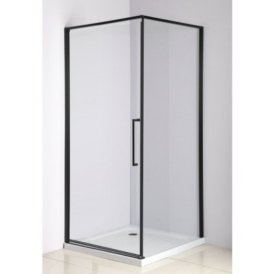 Black Framed Pivot Shower enclosure room with 6mm clear tempered glass